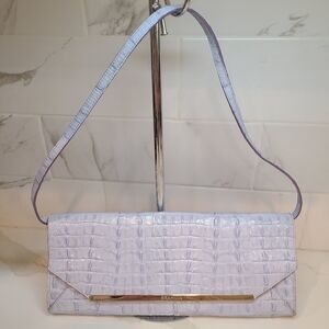 Brahmin Light Lavender Croc-Embossed Clutch Shoulder Bag EUC